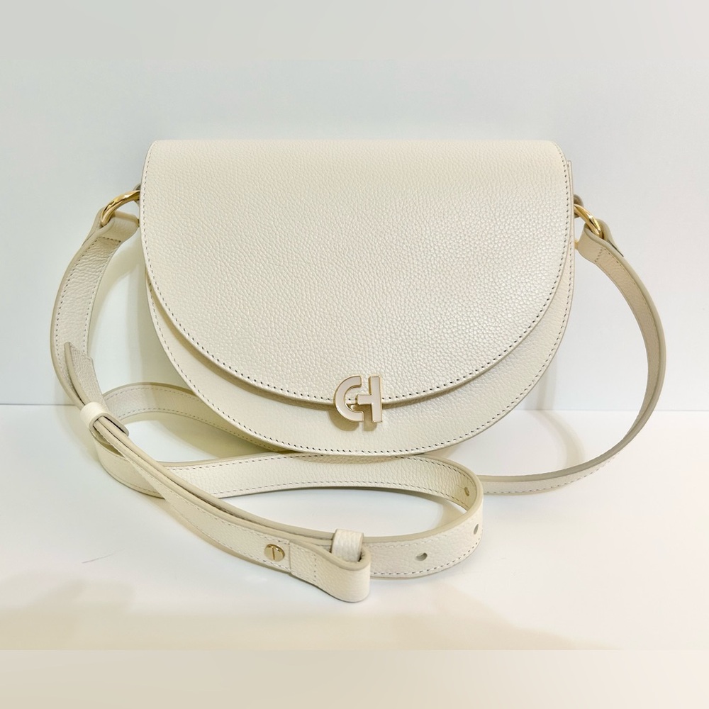 Cole Haan Evie Saddle Bag Ivory Crossbody.